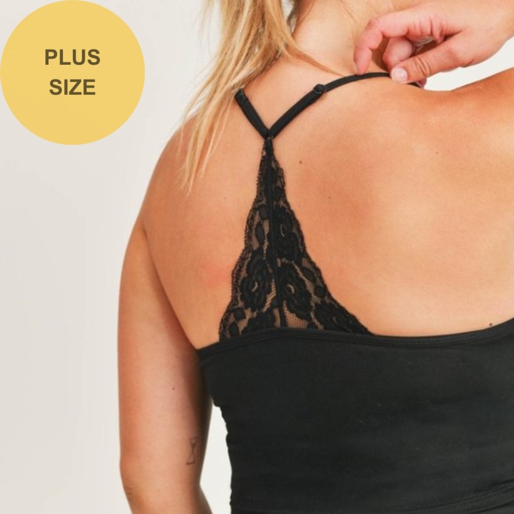 Plus Size Black Triangle Lace Cami